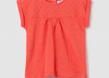 OVS βρεφικό T-shirt με κιπούρ δαντέλα - 002270050 Κοραλί - OVS KIDS - 