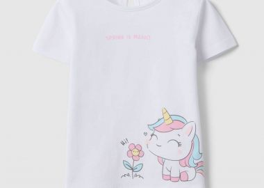 OVS βρεφικό T-shirt με print μονόκερος Regular Fit - 002649712 Λευκό - OVS KIDS - 
