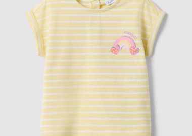 OVS βρεφικό T-shirt με ριγέ σχέδιο Regular Fit - 002576646 Κίτρινο - OVS KIDS - 