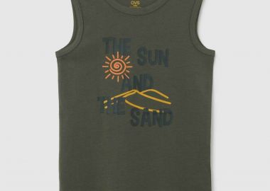 OVS παιδική αμάνικη μπλούζα με lettering print Regular Fit - 002366948 Λαδί - OVS KIDS - 