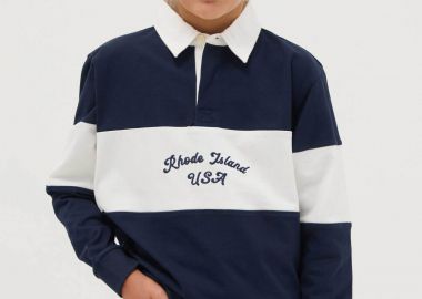 OVS παιδική μπλούζα πόλο με ριγέ σχέδιο και lettering Regular Fit - 002552310 Σκούρο Μπλε - OVS KIDS - 
