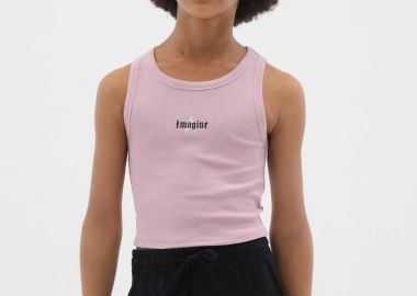 OVS παιδικό αμάνικο τοπ cropped μονόχρωμο με print Regular Fit - 002272700 Ροζ Ανοιχτό - OVS KIDS - 