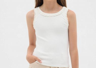 OVS παιδικό αμάνικο τοπ μονόχρωμο με σούρες Slim Fit - 002362703 Λευκό - OVS KIDS - 