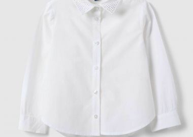 OVS παιδικό βαμβακερό πουκάμισο με στρας μονόχρωμο - 002447022 Λευκό - OVS KIDS - 