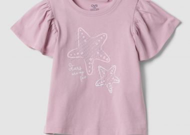 OVS παιδικό T-shirt με βολάν και strass - 002659862 Ροζ - OVS KIDS - 