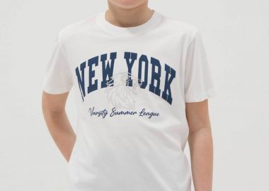 OVS παιδικό T-shirt με lettering print Regular Fit - 002613386 Λευκό - OVS KIDS - 