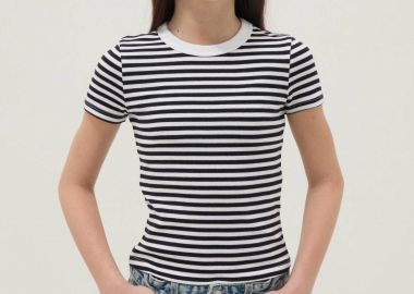 OVS παιδικό T-shirt με ριγέ σχέδιο Slim Fit - 002615244 Μαύρο - OVS KIDS - 