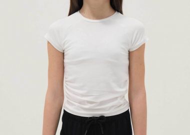 OVS παιδικό T-shirt μονόχρωμο με σούρες Slim Fit - 002615259 Λευκό - OVS KIDS - 