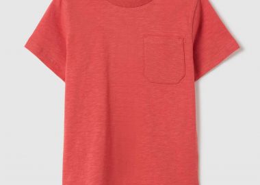 OVS παιδικό T-shirt μονόχρωμο με τσέπη Regular Fit - 002269138 Κοραλί - OVS KIDS - 