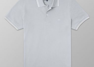 Oxford Company ανδρική μπλούζα πόλο πικέ μονόχρωμη με κεντημένο λογότυπο Regular Fit - P514-PZ00.12 Γκρι Ανοιχτό - OXFORD COMPANY - 
