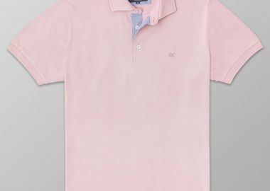 Oxford Company ανδρική μπλούζα πόλο πικέ μονόχρωμη με κεντημένο λογότυπο Regular Fit - P515-PZ00.35 Ροζ - OXFORD COMPANY - 