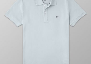 Oxford Company ανδρική μπλούζα πόλο πικέ μονόχρωμη με κεντημένο λογότυπο Slim Fit - P513-PZ00.12 Γκρι Ανοιχτό - OXFORD COMPANY - 