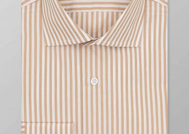 Oxford Company ανδρικό Classic πουκάμισο ριγέ Regular Fit Club - M325NRZ20.04 Λευκό-Καφέ - OXFORD COMPANY - 