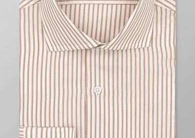 Oxford Company ανδρικό Classic πουκάμισο ριγέ Slim Fit Club - M326NRZ21.01 Λευκό-Καφέ - OXFORD COMPANY - 