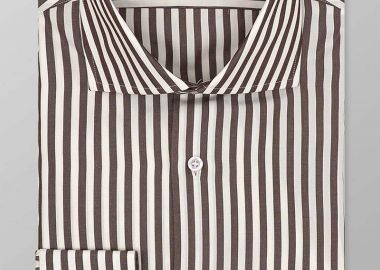 Oxford Company ανδρικό Classic πουκάμισο ριγέ Slim Fit Club - M327NRZ21.01 Λευκό-Καφέ - OXFORD COMPANY - 