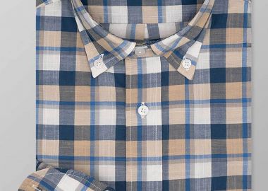 Oxford Company ανδρικό sport πουκάμισο button down καρό Regular Fit - F130-BZ10.03 Σκούρο Μπλε - OXFORD COMPANY - 