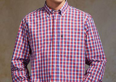 Oxford Company ανδρικό sport πουκάμισο button down καρό Regular Fit - F132-BZ10.01 Κόκκινο - OXFORD COMPANY - 
