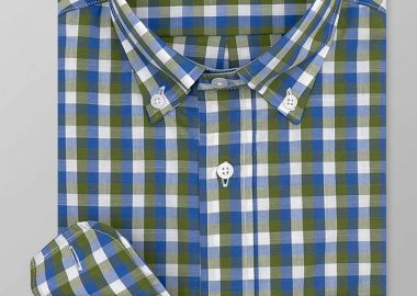 Oxford Company ανδρικό sport πουκάμισο button down καρό Regular Fit - F132-BZ10.03 Μπλε-Πράσινο - OXFORD COMPANY - 