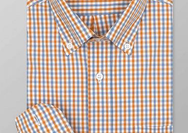 Oxford Company ανδρικό sport πουκάμισο button down καρό Regular Fit - M135-BZ10.01 Πορτοκαλί - OXFORD COMPANY - 