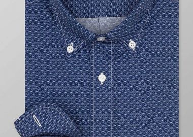 Oxford Company ανδρικό sport πουκάμισο button down με all-over print Regular Fit - M161-BZ10.01 Μπλε - OXFORD COMPANY - 