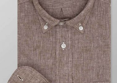 Oxford Company ανδρικό sport πουκάμισο button down μονόχρωμο Regular Fit - L210-BZ10.06 Καφέ Ανοιχτό - OXFORD COMPANY - 