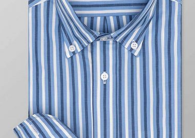 Oxford Company ανδρικό sport πουκάμισο button down ριγέ Regular Fit - M123-BZ10.01 Μπλε - OXFORD COMPANY - 