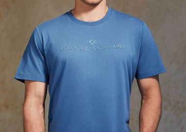 Oxford Company ανδρικό T-shirt μονόχρωμο με κεντημένο λογότυπο Regular Fit - K501-MZ20.16 Μπλε - OXFORD COMPANY - 