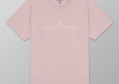 Oxford Company ανδρικό T-shirt μονόχρωμο με κεντημένο λογότυπο Regular Fit - K501-MZ20.35 Ροζ - OXFORD COMPANY - 