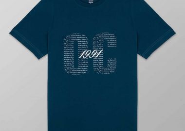 Oxford Company ανδρικό T-shirt μονόχρωμο με λογότυπο και print Regular Fit - K503-MZ20.05 Πετρόλ - OXFORD COMPANY - 
