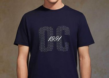 Oxford Company ανδρικό T-shirt μονόχρωμο με λογότυπο και print Regular Fit - K503-MZ20.17 Μπλε Σκούρο - OXFORD COMPANY - 