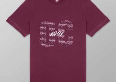 Oxford Company ανδρικό T-shirt μονόχρωμο με λογότυπο και print Regular Fit - K503-MZ20.20 Μοβ - OXFORD COMPANY - 