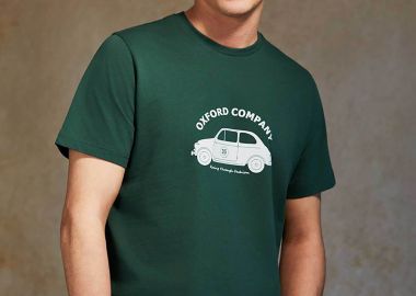 Oxford Company ανδρικό T-shirt μονόχρωμο με λογότυπο και print Regular Fit - K505-MZ20.09 Πράσινο Σκούρο - OXFORD COMPANY - 