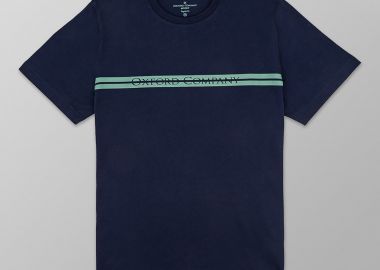 Oxford Company ανδρικό T-shirt μονόχρωμο με λογότυπο Regular Fit - K502-MZ20.17 Μπλε Σκούρο - OXFORD COMPANY - 