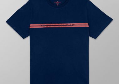 Oxford Company ανδρικό T-shirt μονόχρωμο με λογότυπο Regular Fit - K502-MZ20.29 Μπλε - OXFORD COMPANY - 