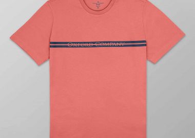 Oxford Company ανδρικό T-shirt μονόχρωμο με λογότυπο Regular Fit - K502-MZ20.32 Πορτοκαλί - OXFORD COMPANY - 