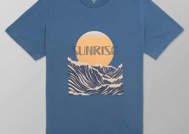 Oxford Company ανδρικό T-shirt μονόχρωμο με print Regular Fit - K504-MZ20.16 Μπλε - OXFORD COMPANY - 