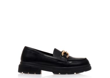 Oxfords μαύρα δερματίνη με αγκράφα και στρας ΜΑΥΡΟ - Tsoukalas - 