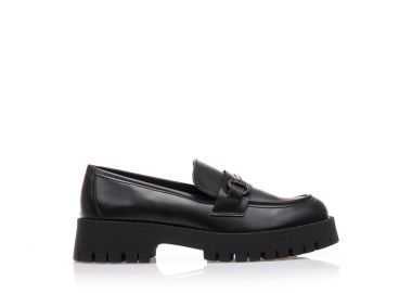 Oxfords μαύρα δερματίνη με διακοσμητική αγκράφα ΜΑΥΡΟ - Tsoukalas - 