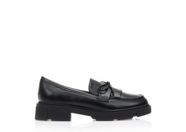 Oxfords μαύρα δερματίνη με φιόγκο ΜΑΥΡΟ - Tsoukalas - 