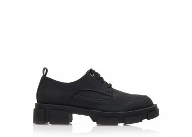 Oxfords μαύρα δερματίνη με σχέδιο και κορδόνια ΜΑΥΡΟ - Tsoukalas - 