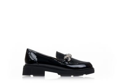 Oxfords μαύρα λουστρίνι με αγκράφα από στρας ΜΑΥΡΟ - Tsoukalas - 