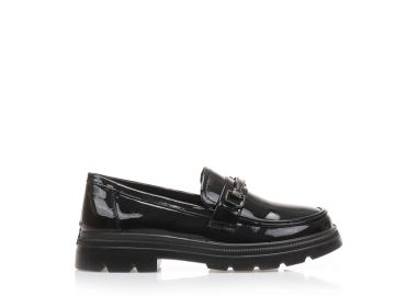 Oxfords μαύρα λουστρίνι με διακοσμητική αγκράφα με στρας ΜΑΥΡΟ - Tsoukalas - 