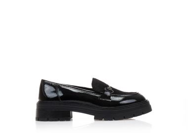 Oxfords μαύρα λουστρίνι με ιδιαίτερη φάσα και αγκράφα ΜΑΥΡΟ - Tsoukalas - 