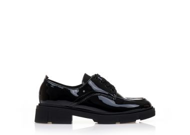 Oxfords μαύρα λουστρίνι με κορδόνια ΜΑΥΡΟ - Tsoukalas - 