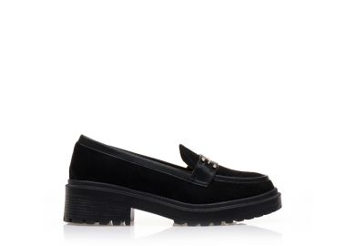 Oxfords μαύρα σουέτ και δερματίνη με αγκράφα ΜΑΥΡΟ - Tsoukalas - 