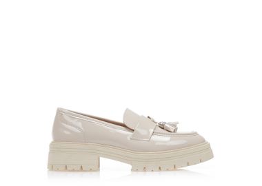 Oxfords μπεζ λουστρίνι με διακοσμητικό σχέδιο από κρόσια ΜΠΕΖ - Tsoukalas - 