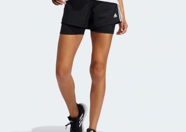 PACER 3-STRIPES WOVEN TWO-IN-ONE SHORTS ΜΑΥΡΟ - ADIDAS PERFORMANCE - 