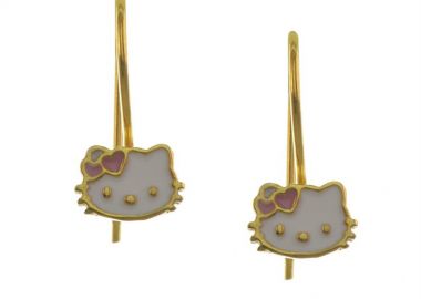 Παιδικά σκουλαρίκια από hello kitty επιχρυσωμένο ασήμι με σμάλτο -  - 