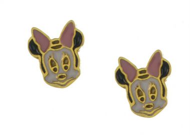 Παιδικά σκουλαρίκια Minnie από επιχρυσωμένο ασήμι με σμάλτο -  - 
