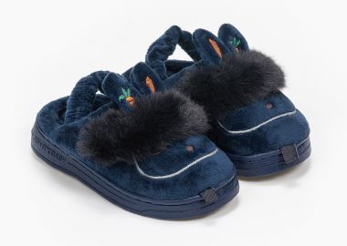 Παιδικές παντόφλες λαγουδάκι με γούνα - Μπλε - Issue - 